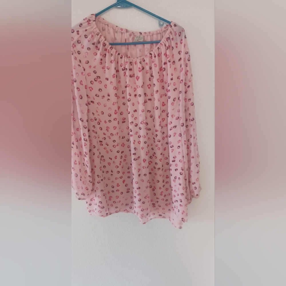 Pink Floral Women's Blouse 26/28 Cato Lined